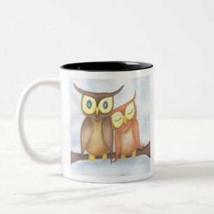 Mooie Waterverf Owl Lovers Tweekleurige Koffiemok
