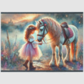 Mooie Waterverf Paard en Meisje Decoupage Tissuepapier (Voorkant)