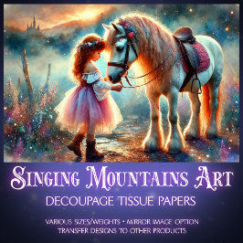 Mooie Waterverf Paard en Meisje Decoupage Tissuepapier