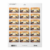 Mooie Waterverf Paarden in Veldadres Etiket (Full Sheet)