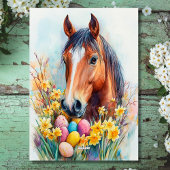 Mooie Waterverf Paardenpaaswensen Feestdagen Kaart