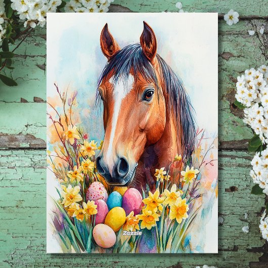 Mooie Waterverf Paardenpaaswensen Feestdagen Kaart