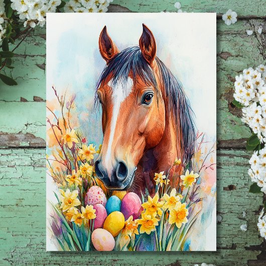 Mooie Waterverf Paardenpaaswensen Feestdagen Kaart