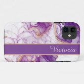 Mooie Waterverf Paarse achtergrond, gouden Foliën Case-Mate iPhone Case (Achterkant (horizontaal))