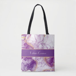 Mooie Waterverf Paarse achtergrond, gouden Foliën Tote Bag