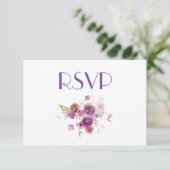 Mooie Waterverf Paarse Bloemen RSVP Kaart (Staand voorkant)