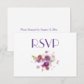 Mooie Waterverf Paarse Bloemen RSVP Kaart (Voorkant / Achterkant)