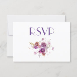 Mooie Waterverf Paarse Bloemen RSVP Kaart