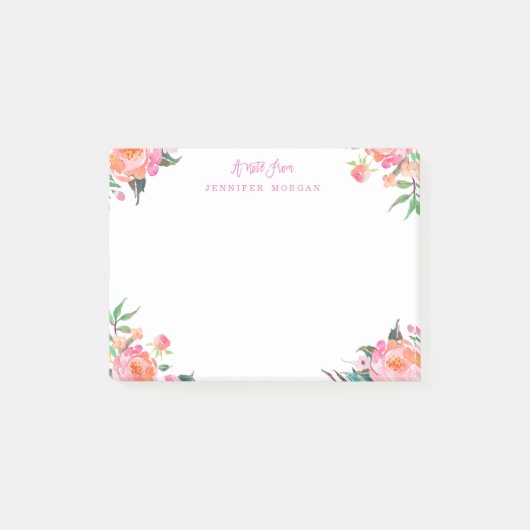 Mooie Waterverf Paarse roze bloemen Post-it® Notes (Voorkant)