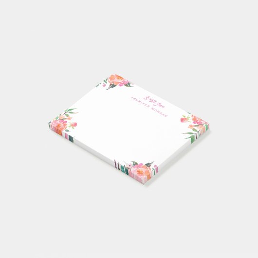 Mooie Waterverf Paarse roze bloemen Post-it® Notes (Schuin)