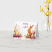 Mooie waterverf Paaseieren Vakantiegroet kaart (Gele Bloem)