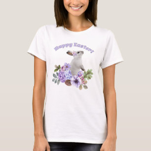 Mooie Waterverf Paashaas met Bloemen T-Shirt