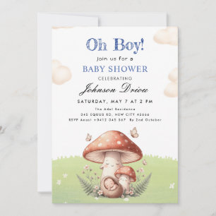 Mooie Waterverf Paddenstoel Baby Shower voor Jonge Kaart