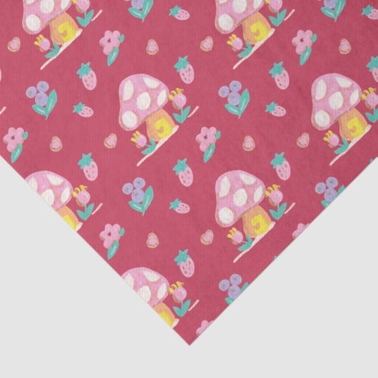 Mooie waterverf Paddenstoelenbloemen rood Tissuepapier (Detail)