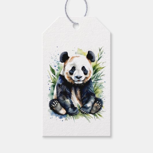 Mooie waterverf panda beer cadeaulabel (Voorkant)