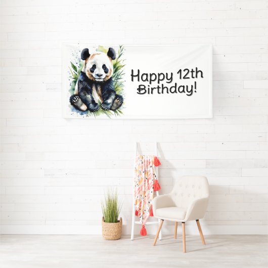 Mooie Waterverf Panda Beer Custom Spandoek (Insitu)