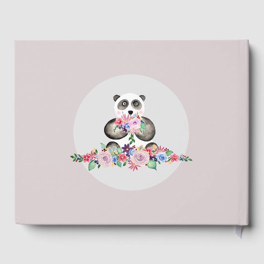 Mooie Waterverf Panda Beer en Bloemen Baby Shower Gastenboek (Achterkant)