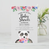 Mooie Waterverf Panda Beer en Bloemen Baby Shower Kaart (Staand voorkant)