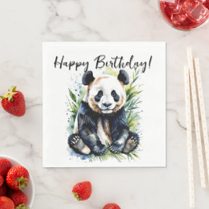 Mooie Waterverf Panda Beer Verjaardag Servet