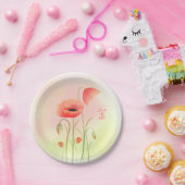 Mooie Waterverf papaverventiel Papieren Bordje (Feest)