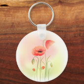 Mooie Waterverf papaverventiel Sleutelhanger (Voorkant)