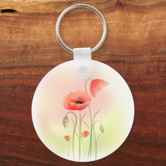 Mooie Waterverf papaverventiel Sleutelhanger (Voorkant)