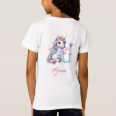 Mooie waterverf pastel eenhoorn G monogram T-shirt (Achterkant)
