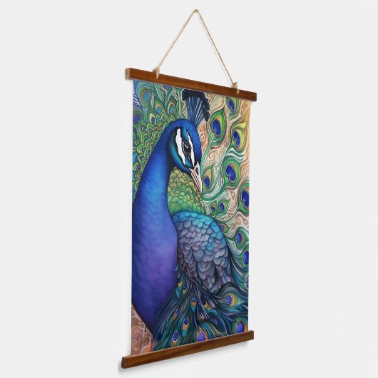 Mooie Waterverf Peacock Hangend Wandkleed (Gebogen)
