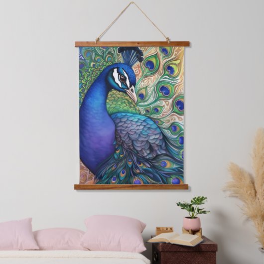 Mooie Waterverf Peacock Hangend Wandkleed (Slaapkamer)
