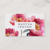 Mooie waterverf pioenroos bloem ontwerp visitekaartje (Voorkant)