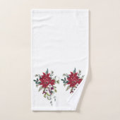 Mooie Waterverf Poinsettia Flower Red Bad Handdoek (Handdoek)
