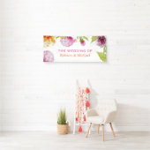 Mooie Waterverf Ponies Floral Wedding Party Spandoek (Insitu)