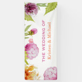 Mooie Waterverf Ponies Floral Wedding Party Spandoek (Verticaal)