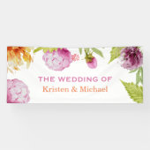 Mooie Waterverf Ponies Floral Wedding Party Spandoek (Horizontaal)