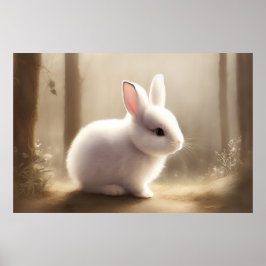 Mooie waterverf poster van een baby konijn