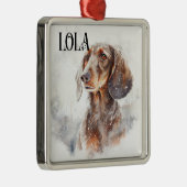 MOOIE WATERVERF RED DACHSHUND DOG METALEN ORNAMENT (Rechts)