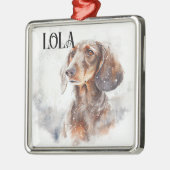 MOOIE WATERVERF RED DACHSHUND DOG METALEN ORNAMENT (Links)