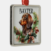 MOOIE WATERVERF RED DACHSHUND DOG METALEN ORNAMENT (Rechts)