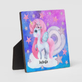 Mooie Waterverf Regenboog Eenhoorn Persoonlijk Fotoplaat (Voorkant)