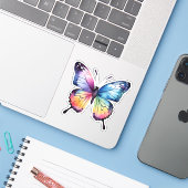 Mooie Waterverf Regenboog Monarch Vlinder Sticker (Laptop met iPhone)