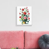 Mooie waterverf rode en roze rozen  canvas afdruk (Insitu (Woonkamer))