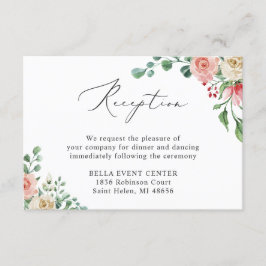 Mooie Waterverf Roos Bloemen bruiloft receptie Informatiekaartje
