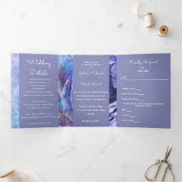 Mooie Waterverf Roos Drieluik Uitnodiging