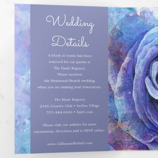 Mooie Waterverf Roos Drieluik Uitnodiging (Binnenzijde eerst)