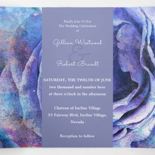 Mooie Waterverf Roos Drieluik Uitnodiging (Binnenkant midden)