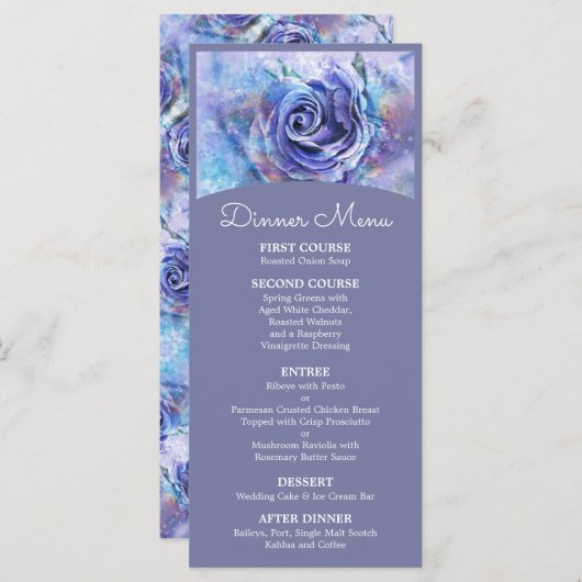 Mooie Waterverf Roos Menu (Voorkant / Achterkant)