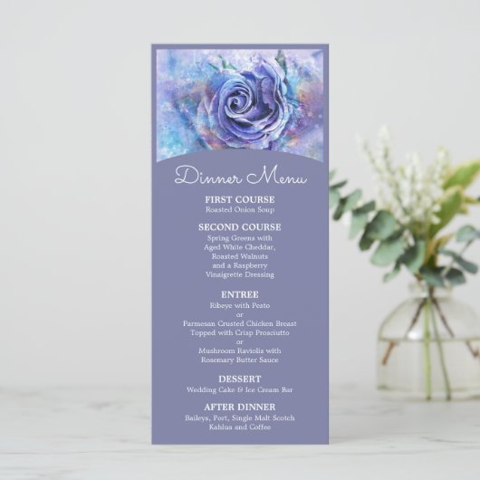 Mooie Waterverf Roos Menu (Staand voorkant)