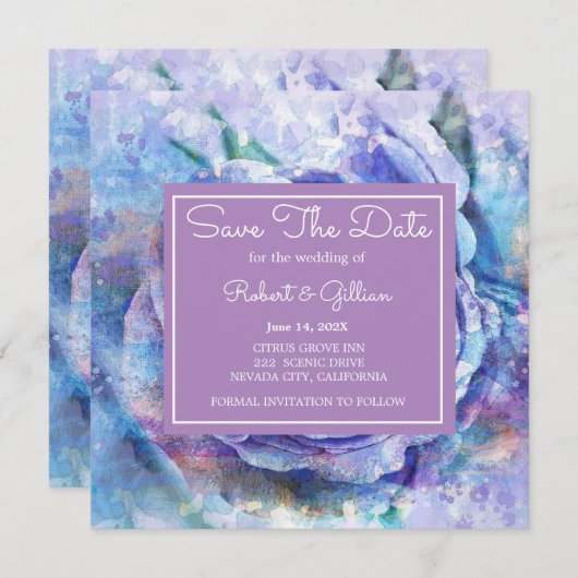 Mooie Waterverf Roos Save The Date (Voorkant / Achterkant)