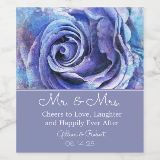 Mooie Waterverf Roos Wijn Etiket (Enkel label)