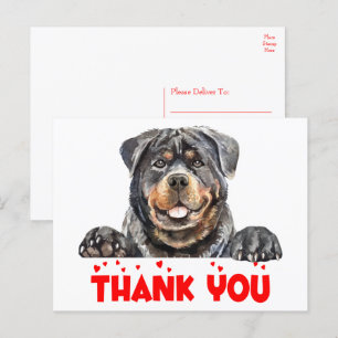 Mooie Waterverf Rottweiler Puppy Hond Dank Je Briefkaart